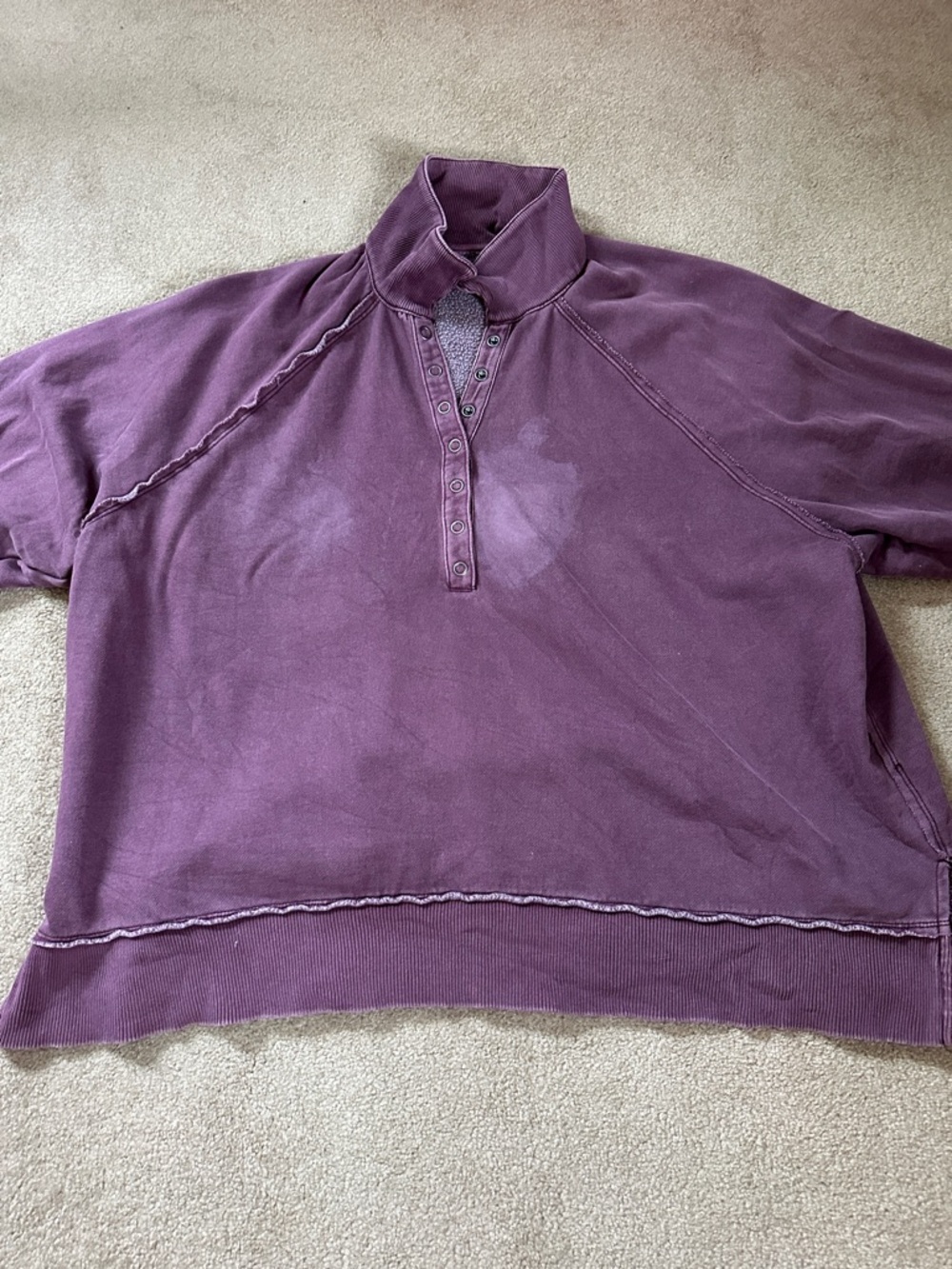 American Eagle Plum Henley Quarter Snap Pullover Sweatshirt Womens Size Large